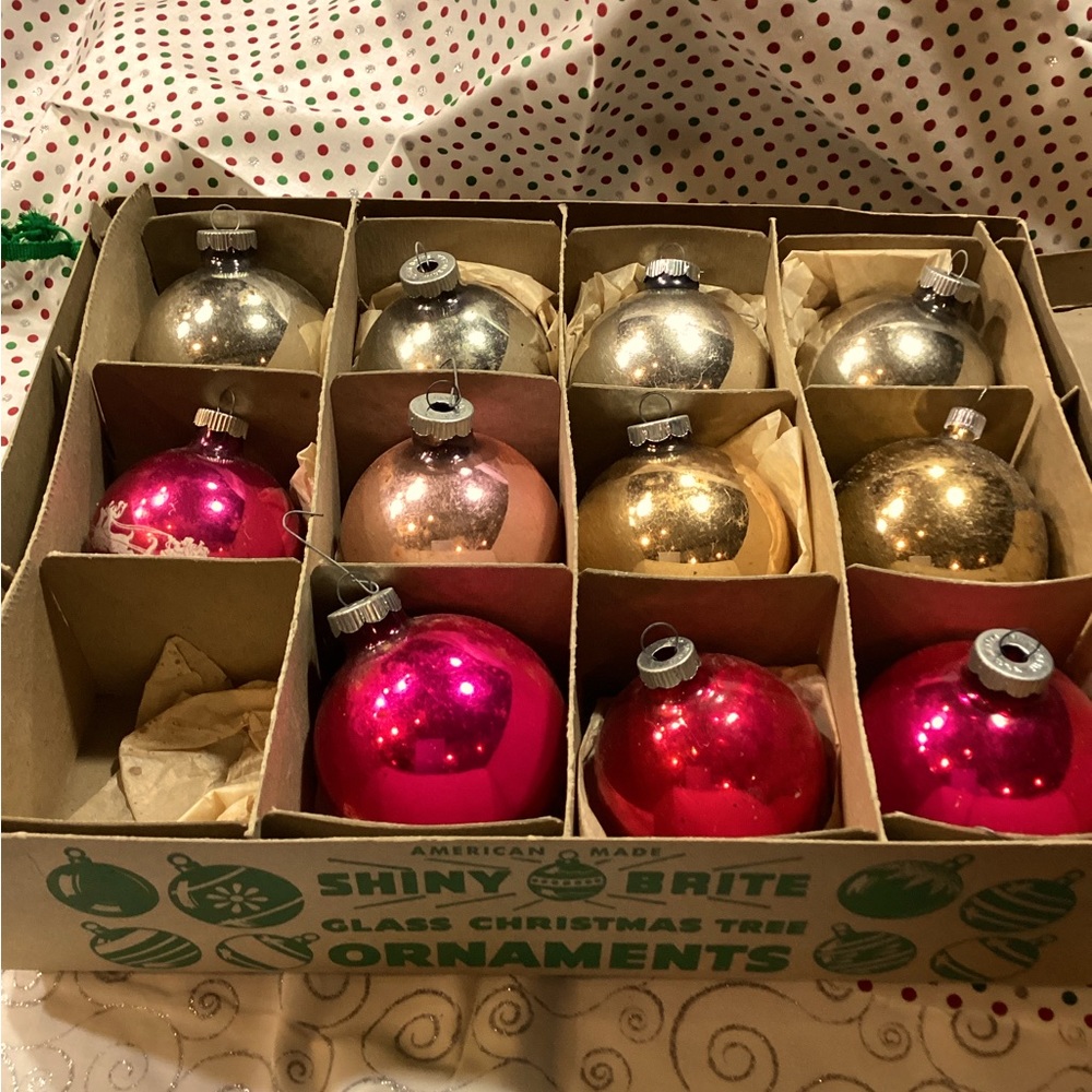Large, vintage Shiny Brite Christmas Ornaments